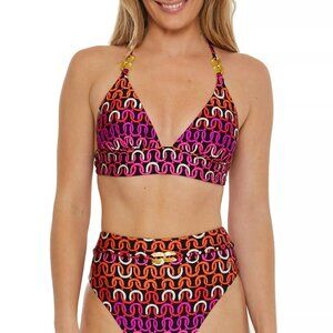 Trina Turk Echo Chain-Printed Bikini Top Size 4 | NWT